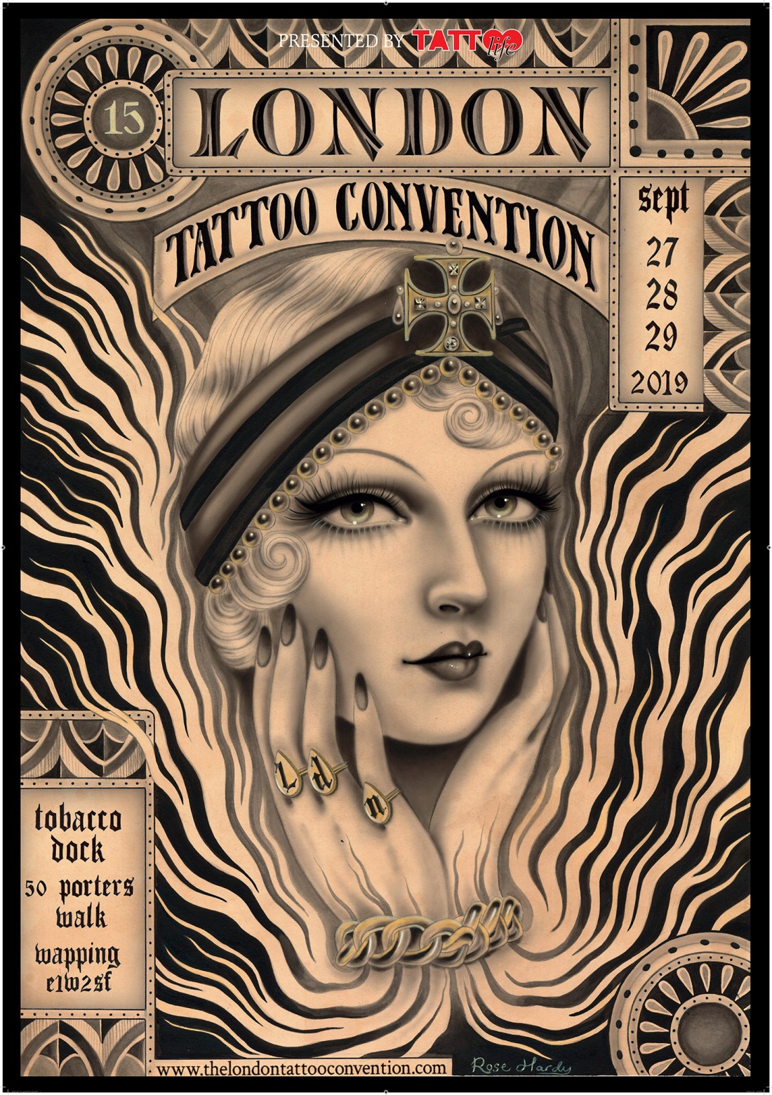 The London Tattoo Convention 2019 poster designed by Rose Hardy